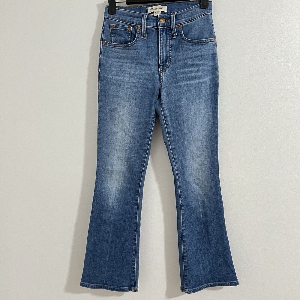 Madewell Cali Demi Boot Jeans Size 23 Blue Cropped Mid-Rise Stretch Boho Hippie